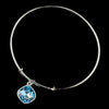 Silver Aqua Gemstone Bangle Pendant Bridal Wedding Bracelet