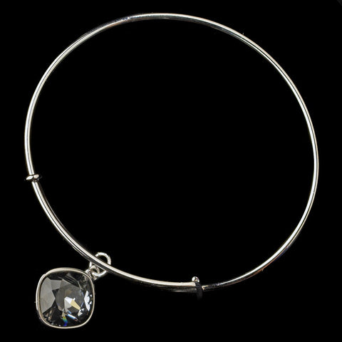 Silver Smoke Gemstone Bangle Pendant Bridal Wedding Bracelet