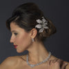 Large Silver Clear Flower Bridal Wedding Hair Barrette 5