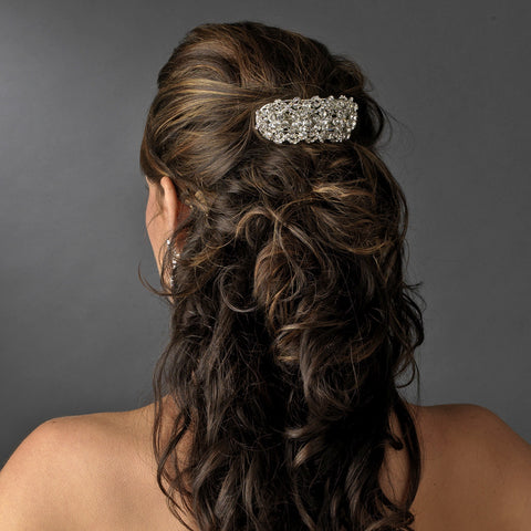 Gold Clear Bridal Wedding Hair Barrette 8336