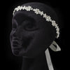 Ivory Matte Satin Ribbon Bridal Wedding Belt with Flower Rhinestones
