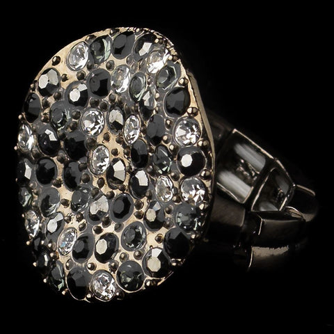 Black Circular Rhinestone Bridal Wedding Ring 19