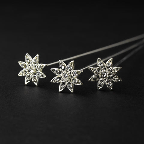 Silver Clear Crystal Bridal Wedding Bouquet Jewelry BQ 103 (Sold Individually - 1 Piece)