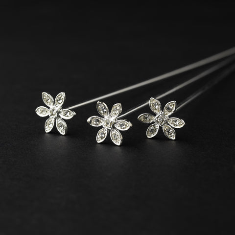 Crystal Flower Bridal Wedding Bouquet Jewelry 106 Silver Clear (Sold Individually)