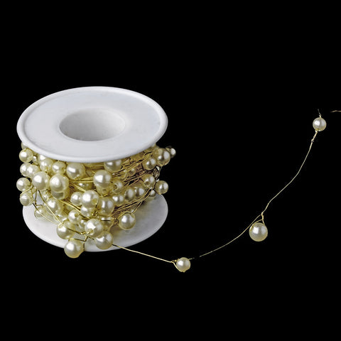 Bridal Wedding Bouquet Jewelry 273 Gold Ivory Pearl Wire (26 Foot Long)