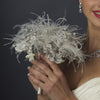Diamond White Pearl, Rhinestone, Lace Feathered Bridal Wedding Bouquet 400