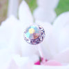 AB Iridescent Pave Button Crystal Bridal Wedding Bouquet Jewelry