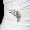 Antique Silver Pearl & Crystal Bridal Wedding Brooch 119