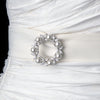 Antique Silver Round Cubic Zirconia & White Pearl Wreath Bridal Wedding Brooch 2502