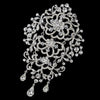 Rhodium Clear Rhinestone Crystal Floral Bridal Wedding Brooch 406