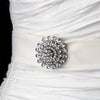 * Striking Antique Silver Clear Crystal Bridal Wedding Brooch 59
