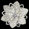 Silver Clear Rhinestone Flower Bridal Wedding Brooch