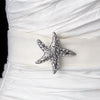 * Antique Silver Clear Rhinestone Starfish Bridal Wedding Brooch 93