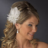 Feather Silver Crystal Bridal Wedding Hair Clip 456 with Bridal Wedding Brooch Pin