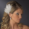 Feather Silver Crystal Bridal Wedding Hair Clip 456 with Bridal Wedding Brooch Pin