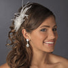 * Lovely Ivory Feather Spray Bridal Wedding Hair Comb w/ Pearls & Rhinestones 8432