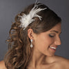 * Lovely Ivory Feather Spray Bridal Wedding Hair Comb w/ Pearls & Rhinestones 8432