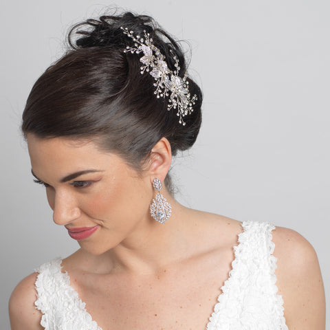 Rhodium Clear CZ Dangle Bridal Wedding Earrings 242