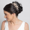 Light Gold Rhinestone Floral Vine Bridal Wedding Hair Clip 10007