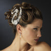 Silver Ivory Freshwater Pearl & Clear Rhinestone Bridal Wedding Headpiece Bridal Wedding Hair Clip 1060