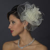 * Silver Ivory Feather Fascinator Bridal Wedding Hair Clip 1141