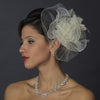 * Silver Ivory Feather Fascinator Bridal Wedding Hair Clip 1141