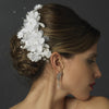 Fabric Flower Rhinestone Bridal Wedding Hair Clip 1171 White or Ivory