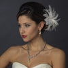 Feather Pearl & Austrian Crystal Flower Bridal Wedding Hair Clip 2581 with Bridal Wedding Brooch Pin
