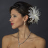 Feather Pearl & Austrian Crystal Flower Bridal Wedding Hair Clip 2581 with Bridal Wedding Brooch Pin