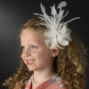 * Stunning White or Ivory Feather & Clear Rhinestone Flower Bridal Wedding Hair Clip 4632