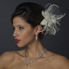 * Ivory Flower Feather & Crystal Fascinator Bridal Wedding Hair Clip 518