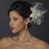 * Ivory Flower Feather & Crystal Fascinator Bridal Wedding Hair Clip 518
