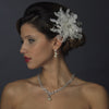 * Crystal & Rhinestone Feather Flower Bridal Wedding Hair Clip 5287