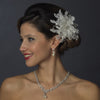 * Crystal & Rhinestone Feather Flower Bridal Wedding Hair Clip 5287