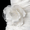 * Lovely White Flower Bridal Wedding Hair Clip w/ Feathers & Clear Rhinestones 8387