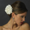 Ivory Matte Satin Fabric Bridal Wedding Hair Flower Bridal Wedding Hair Clip with Pearl Accent