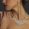 Silver Clear Crystal Bridal Wedding Jewelry Set 9690