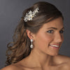 * Silver Ivory Pearl Bridal Wedding Hair Comb 4013