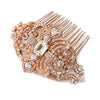 Rose Gold Clear Rhinestone Bridal Wedding Hair Comb 8356