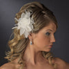 Feather Flower Bridal Wedding Hair Comb Adorn with Swarovski & Rhinestones Bridal Wedding Hair Comb 8397 Ivory or White