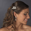 Couture Silver Clear Rhinestone & White Pearl Clustered Bridal Wedding Hair Comb 8398