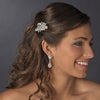Couture Silver Clear Rhinestone & White Pearl Clustered Bridal Wedding Hair Comb 8398