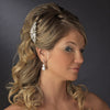 Gold Ivory Pearl & Clear Rhinestone Bridal Wedding Hair Comb 8911