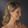 Gold Ivory Pearl & Clear Rhinestone Bridal Wedding Hair Comb 8911