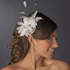 * Immaculate Diamond White Feather Bridal Wedding Hair Comb 8987