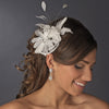 * Immaculate Diamond White Feather Bridal Wedding Hair Comb 8987