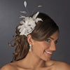 * Immaculate Diamond White Feather Bridal Wedding Hair Comb 8987