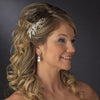 Lovely Silver Bridal Wedding Hair Comb w/ White Pearls & Clear Rhinestones 8988