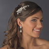 Lovely Silver Bridal Wedding Hair Comb w/ White Pearls & Clear Rhinestones 8988