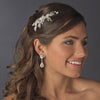 Lovely Silver Bridal Wedding Hair Comb w/ White Pearls & Clear Rhinestones 8988